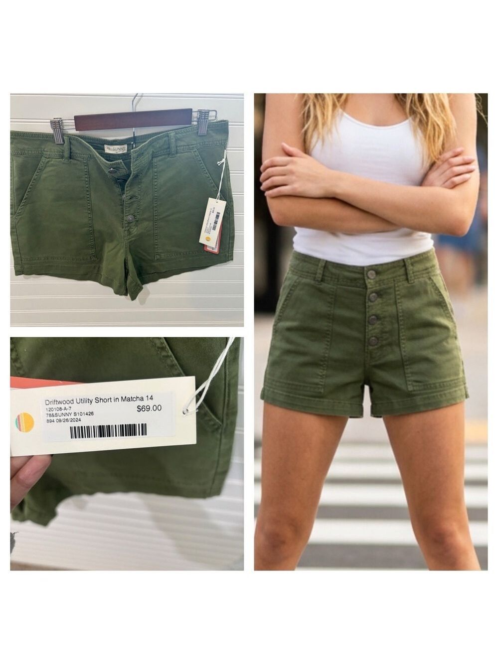 DRIFTWOOD Women's Green High Waist Shorts